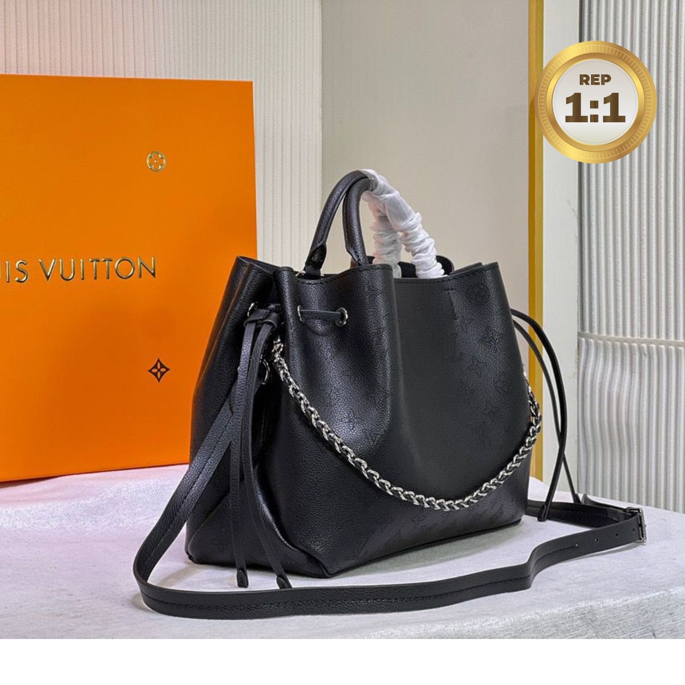 [REP 1:1] Louis Vuitton Bella Tote Mahina Black For Women 12.6in/32cm